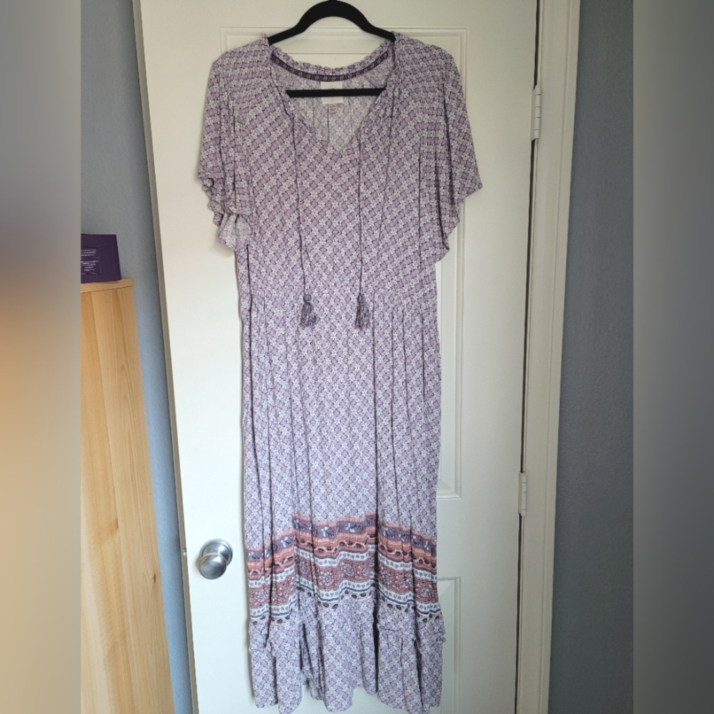 BOHO ~ Purple Floral Maxi Dress